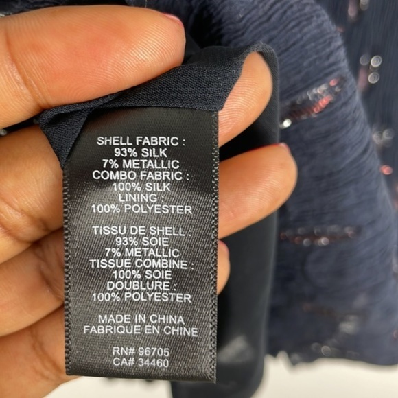 Rebecca Taylor Navy and Metallic Sleeveless Top - Picture 7 of 11